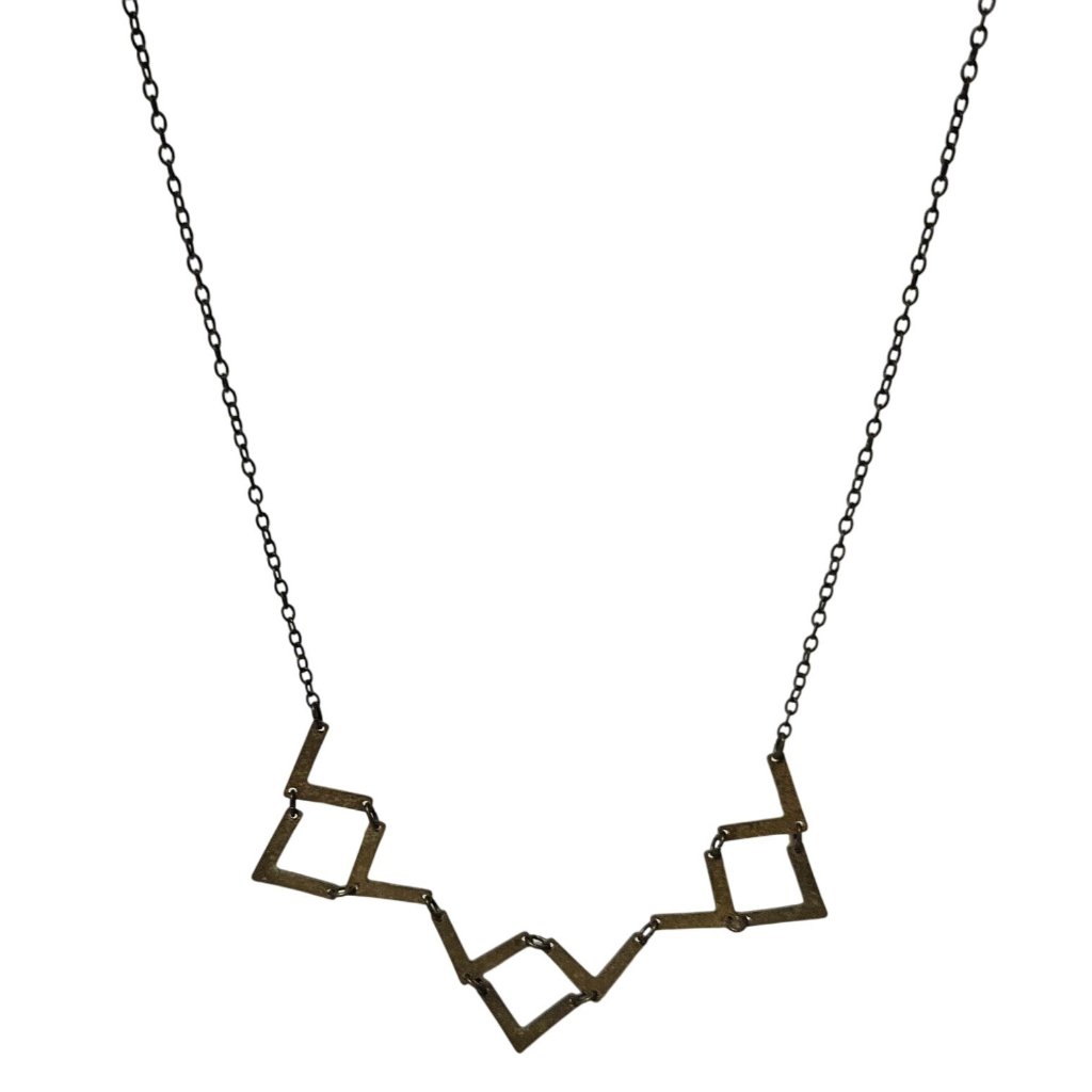 Amano Studio Geometric Brass Chevron Necklace Statement Fashion Jewelry Women